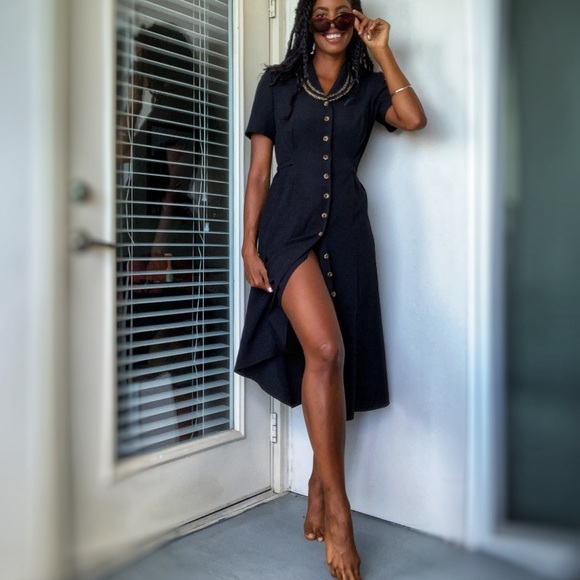 Vintage black dress with leopard - Picture 5 of 5